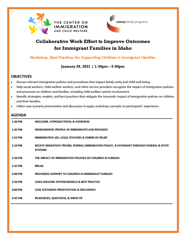 Casey Family Programs Idaho Workshop Agenda