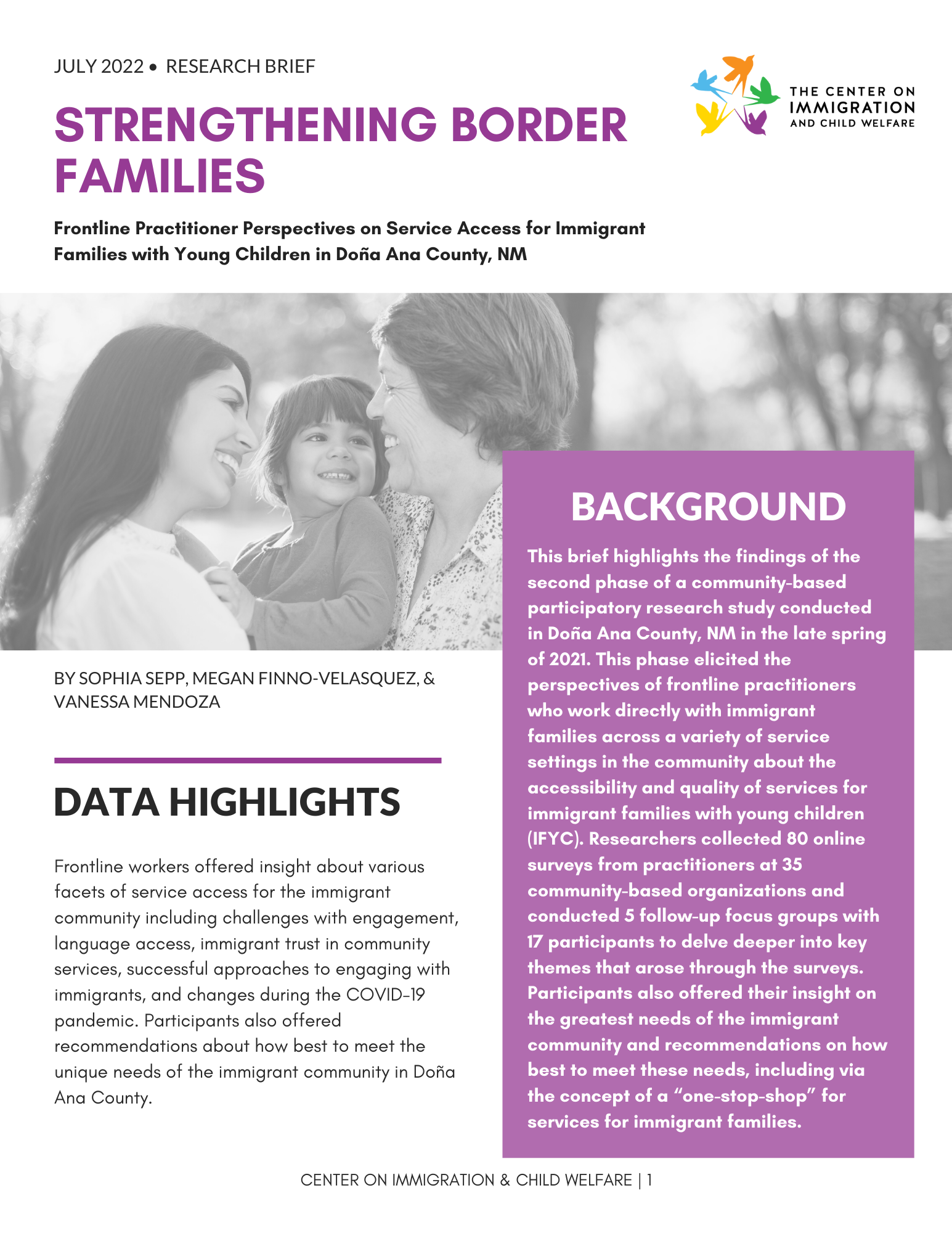 CICW Strengthening Border Families Research Project